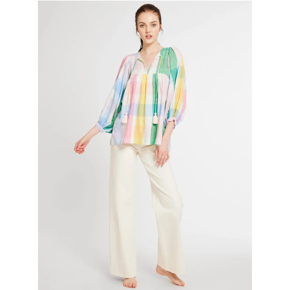 Mille 3/4 Sleeve Charlie Top in Pastel Plaid - NWT size S - Picture 7 of 7